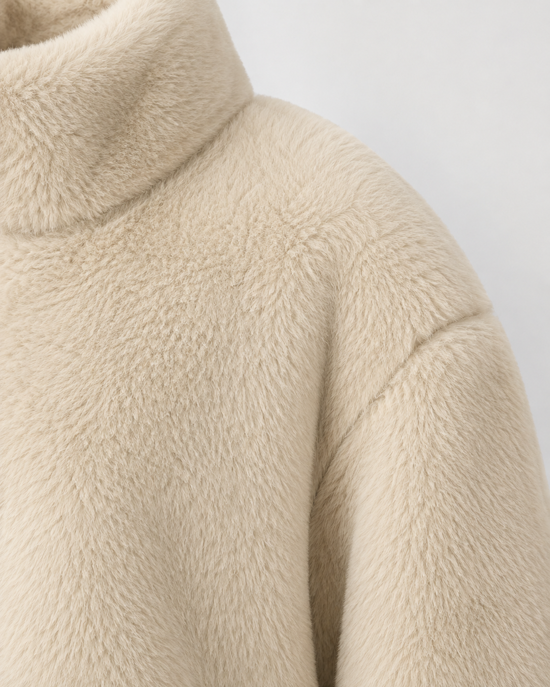 Teddy Fleece Funnel Neck Zip Front Jacket
