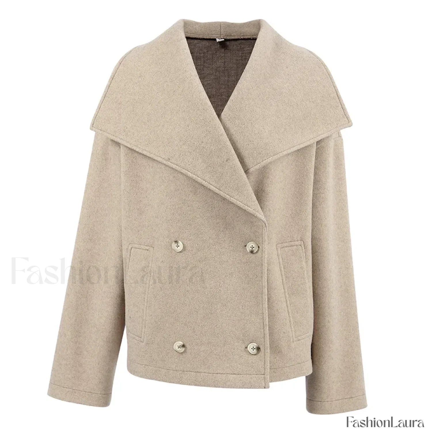 Women's Wide Lapel Faux-wool Blend Coat Overcoats