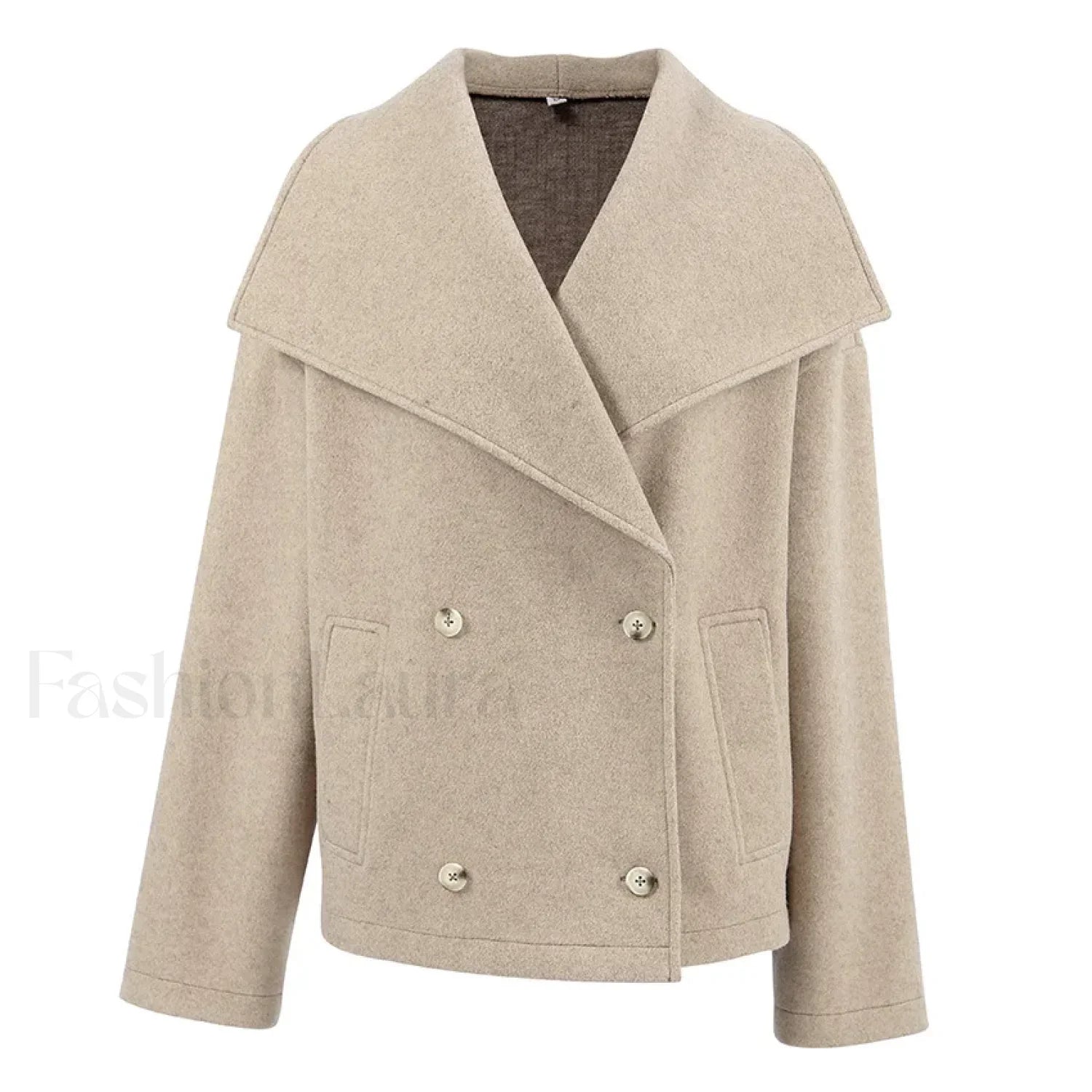 Women's Wide Lapel Faux-wool Blend Coat Overcoats