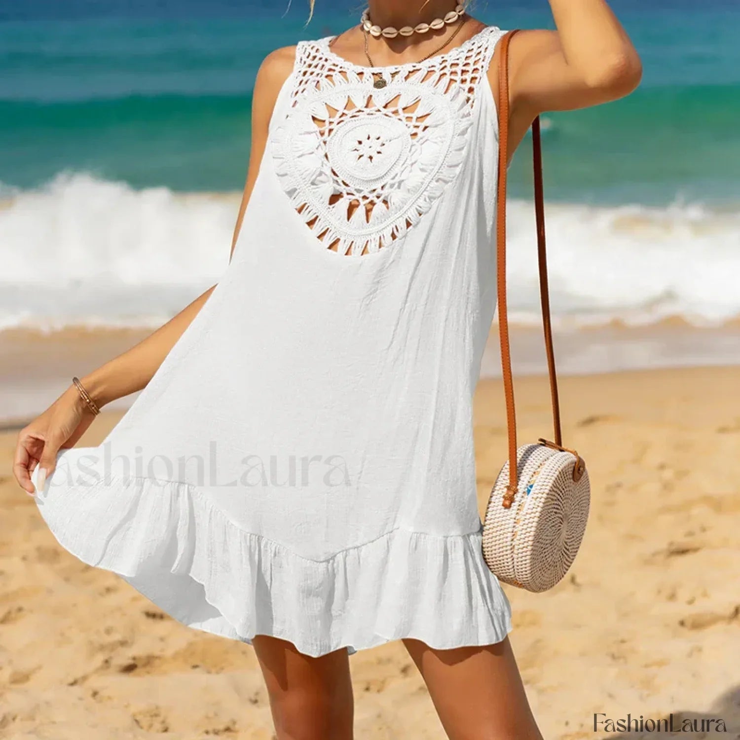 Wooden Ear Crochet Sarong Cover Up