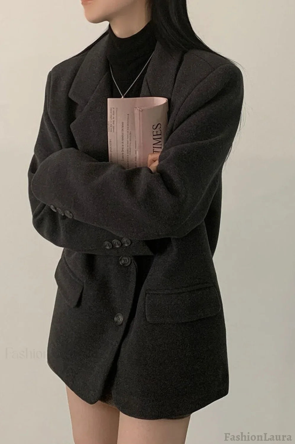 Wool Blend Oversized Longline Blazer