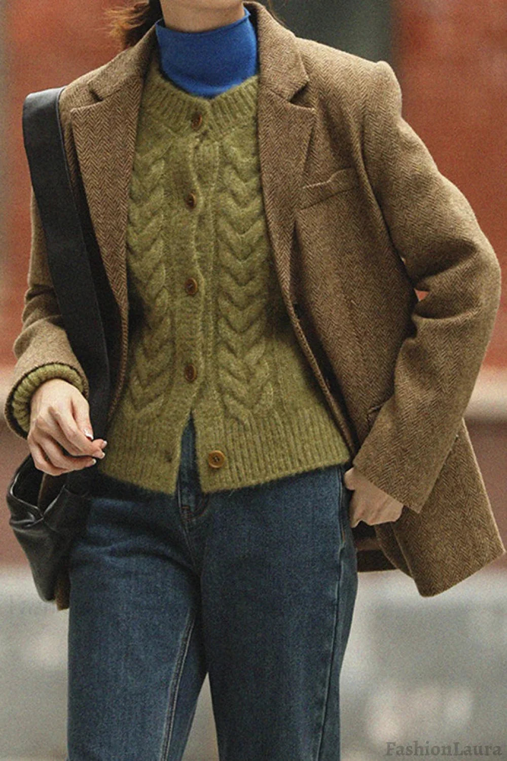 Wool Blend Single Breasted Blazer