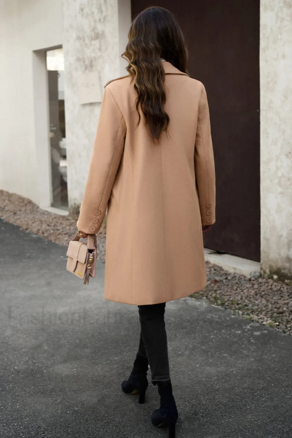 Wool Blend Solid Longline Coat
