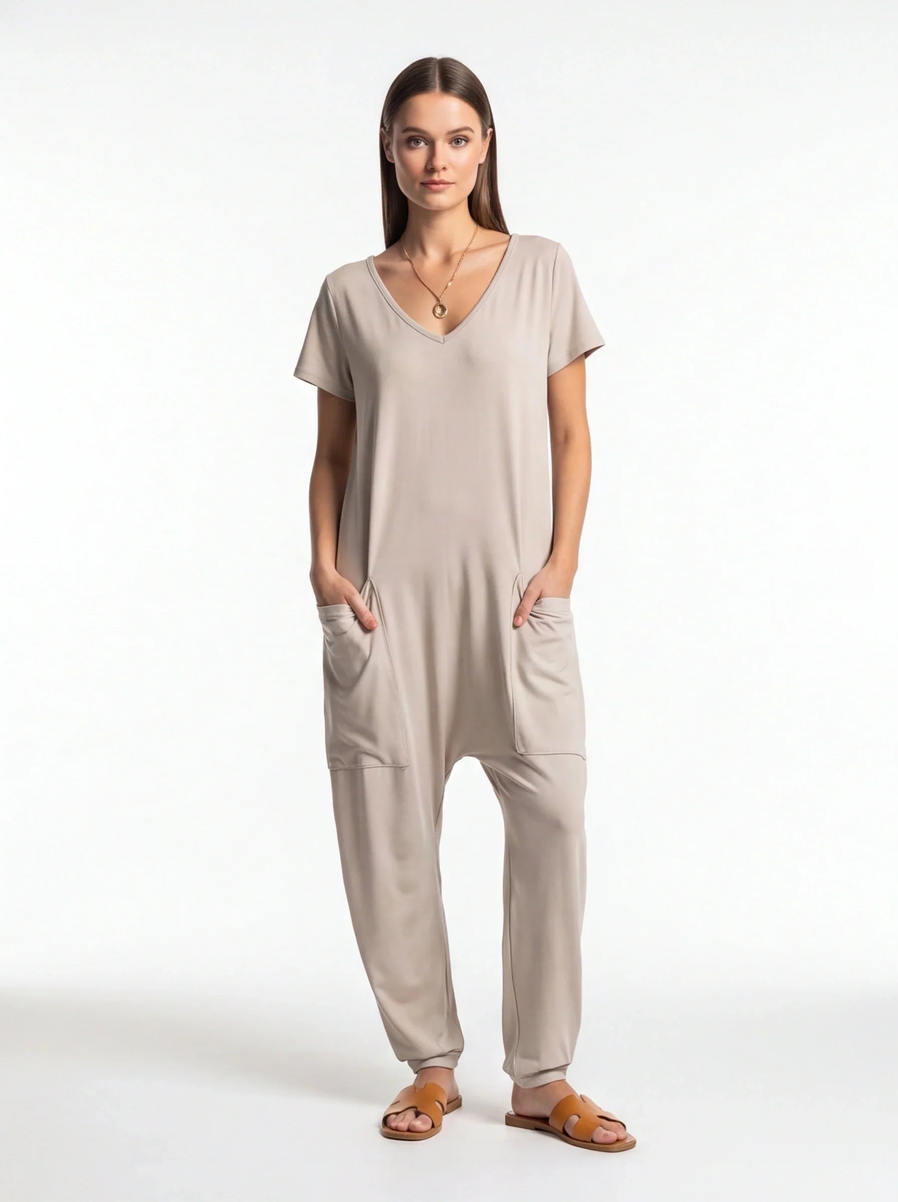 Cozy Casual Jumpsuit for Women with Adjustable Straps and Pockets