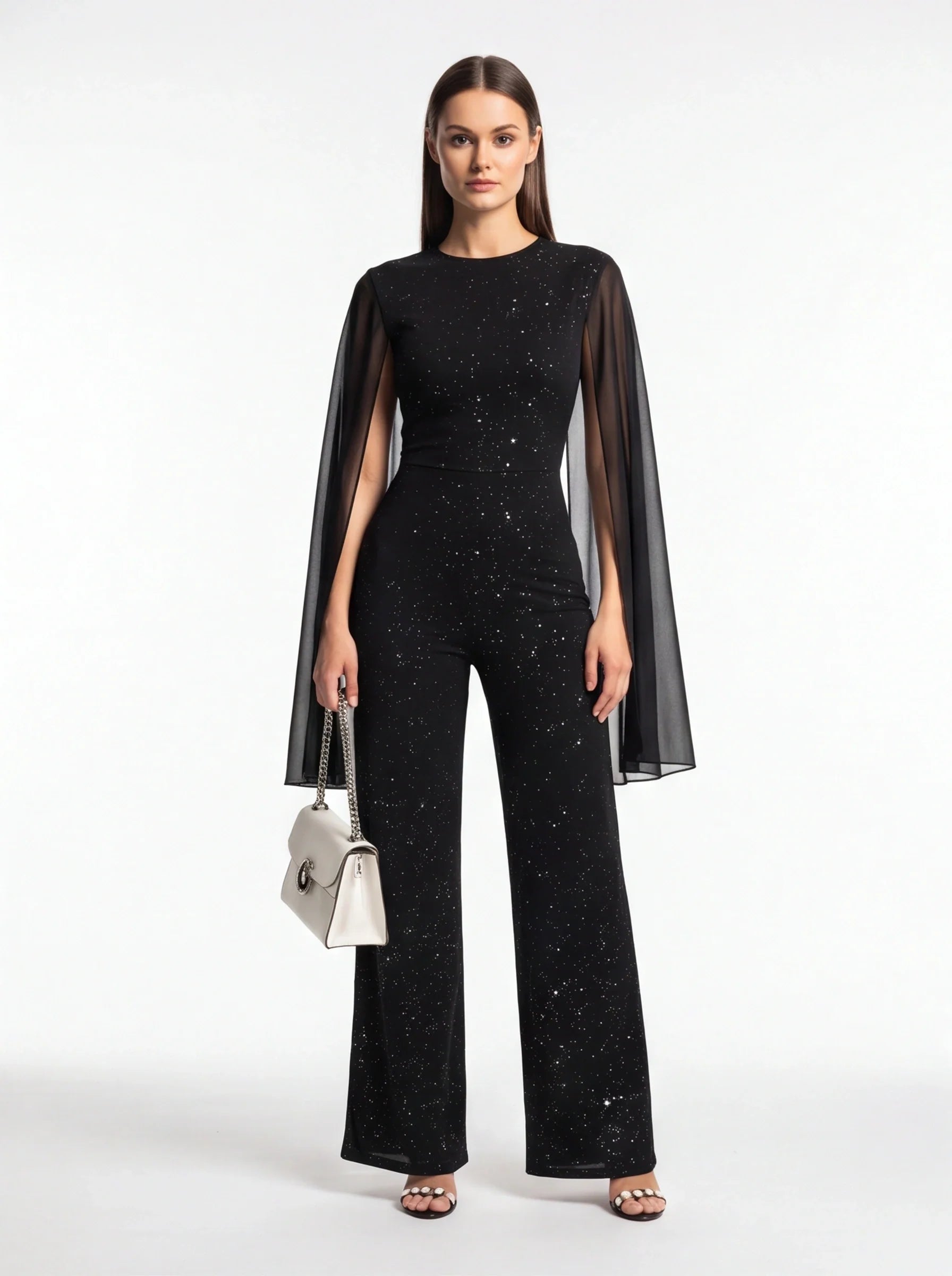Elegant Glitter Chiffon Jumpsuit for Women | Stylish & Versatile