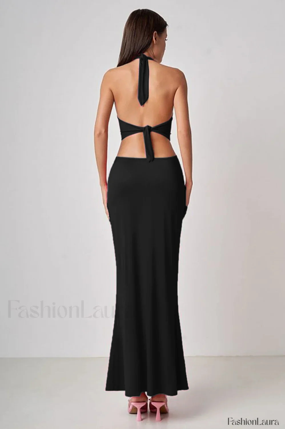 Wrap Front Cutout Charming Backless Maxi Dress