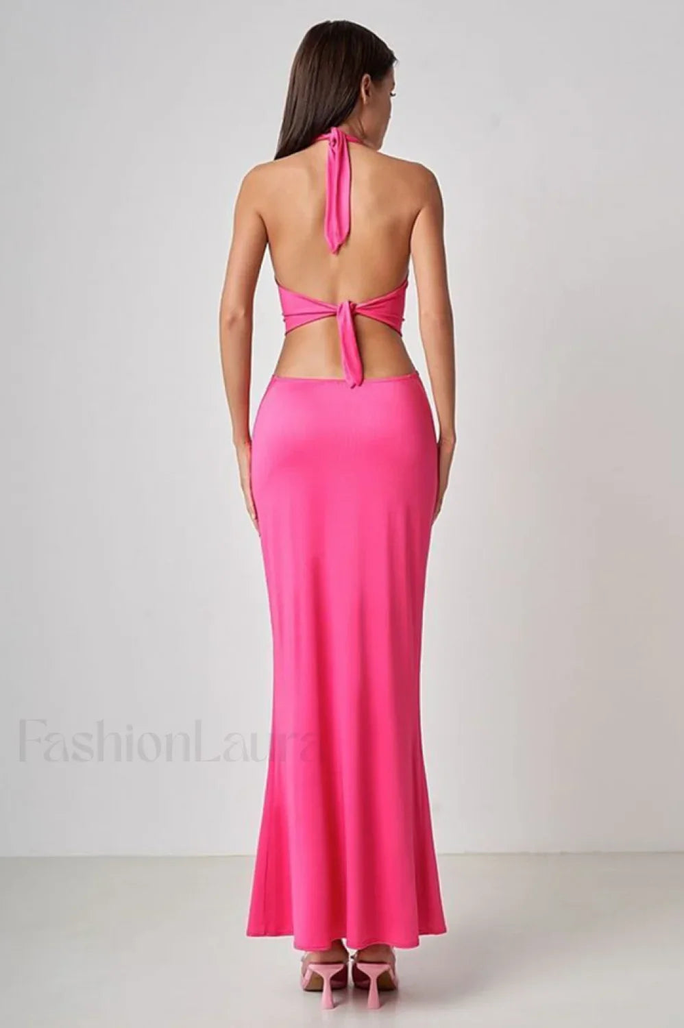 Wrap Front Cutout Charming Backless Maxi Dress