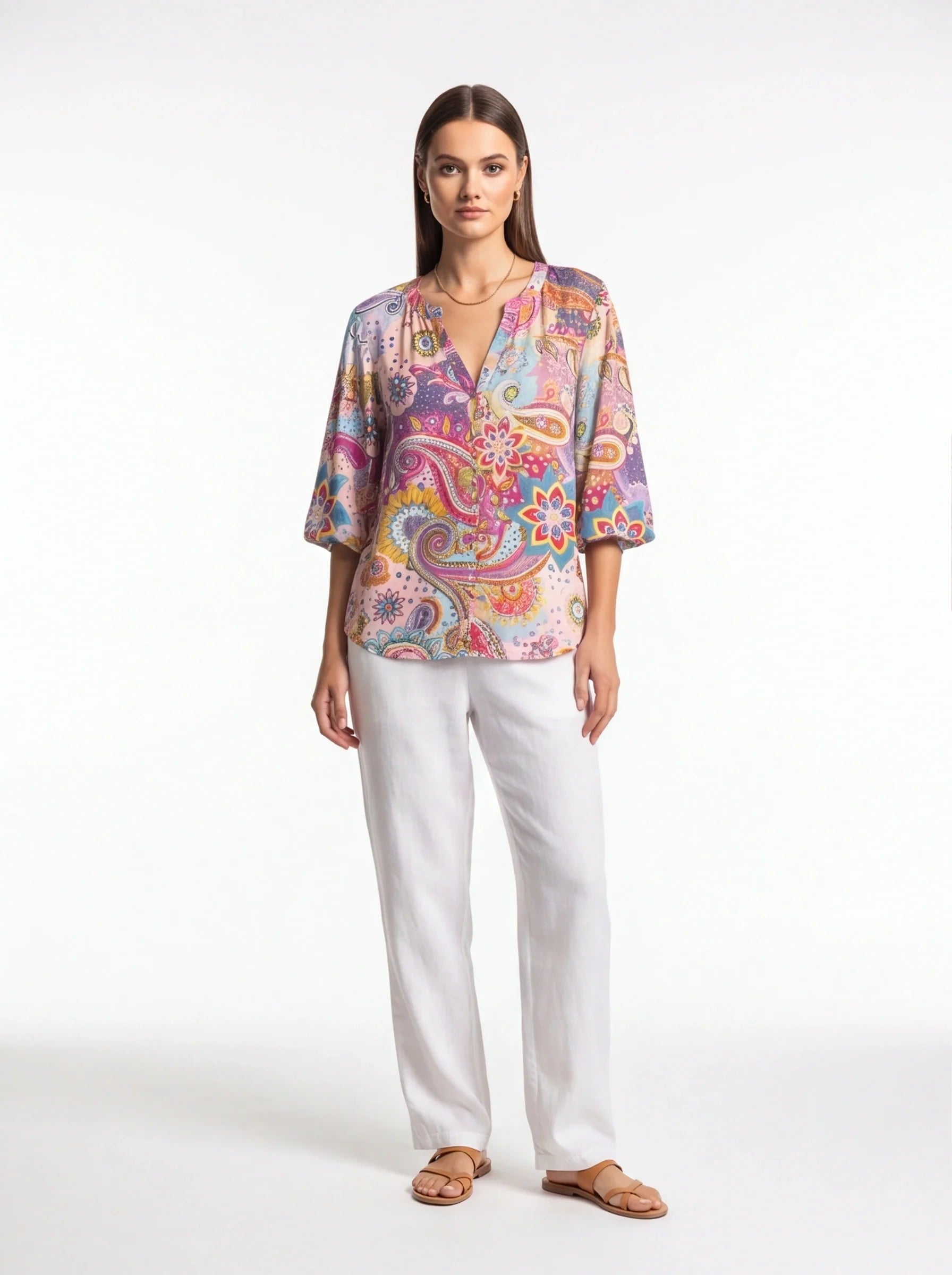 Floral Print Casual Blouse with Soft Fabric and Relaxed Fit