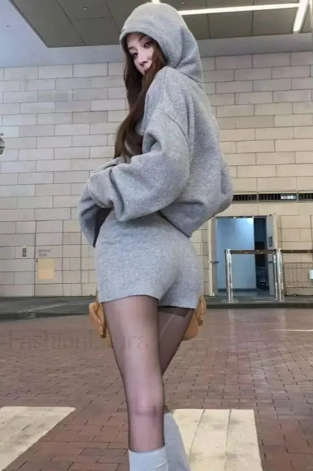 Y2K American Grey Zipper Hoodie