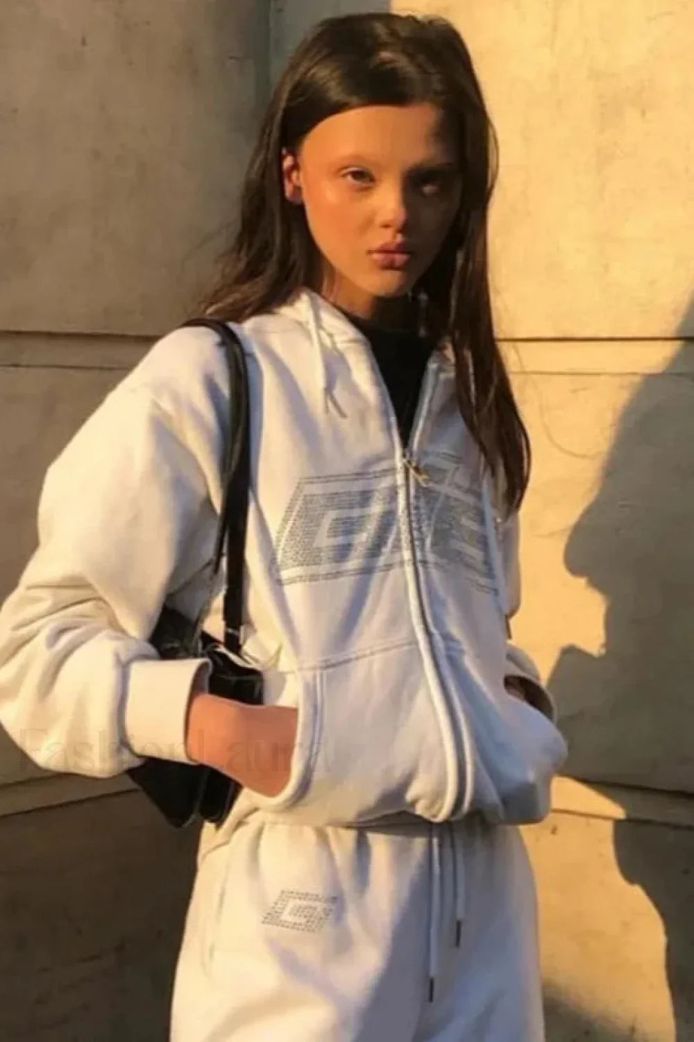 Y2K Rhinestone Zip Up Hoodie