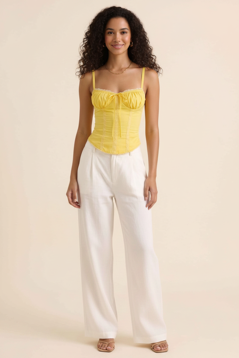 Elegant Structured Corset Cami Top with Adjustable Straps & Breathable