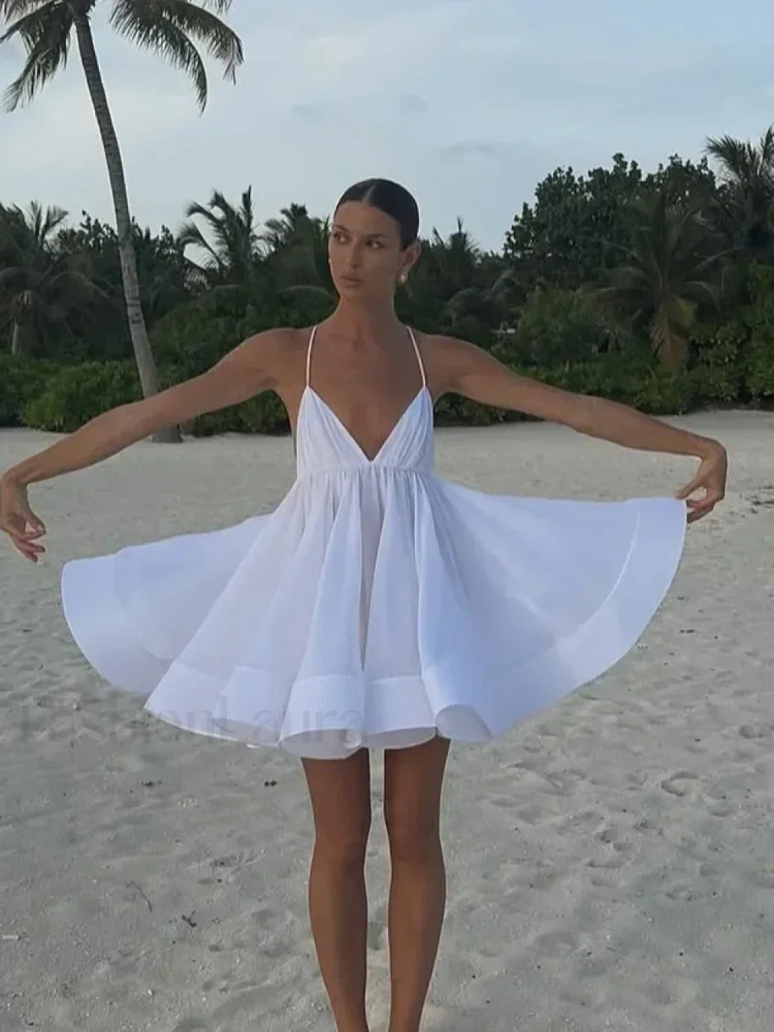 Yellow Pleated Lace-Up Mini Dress