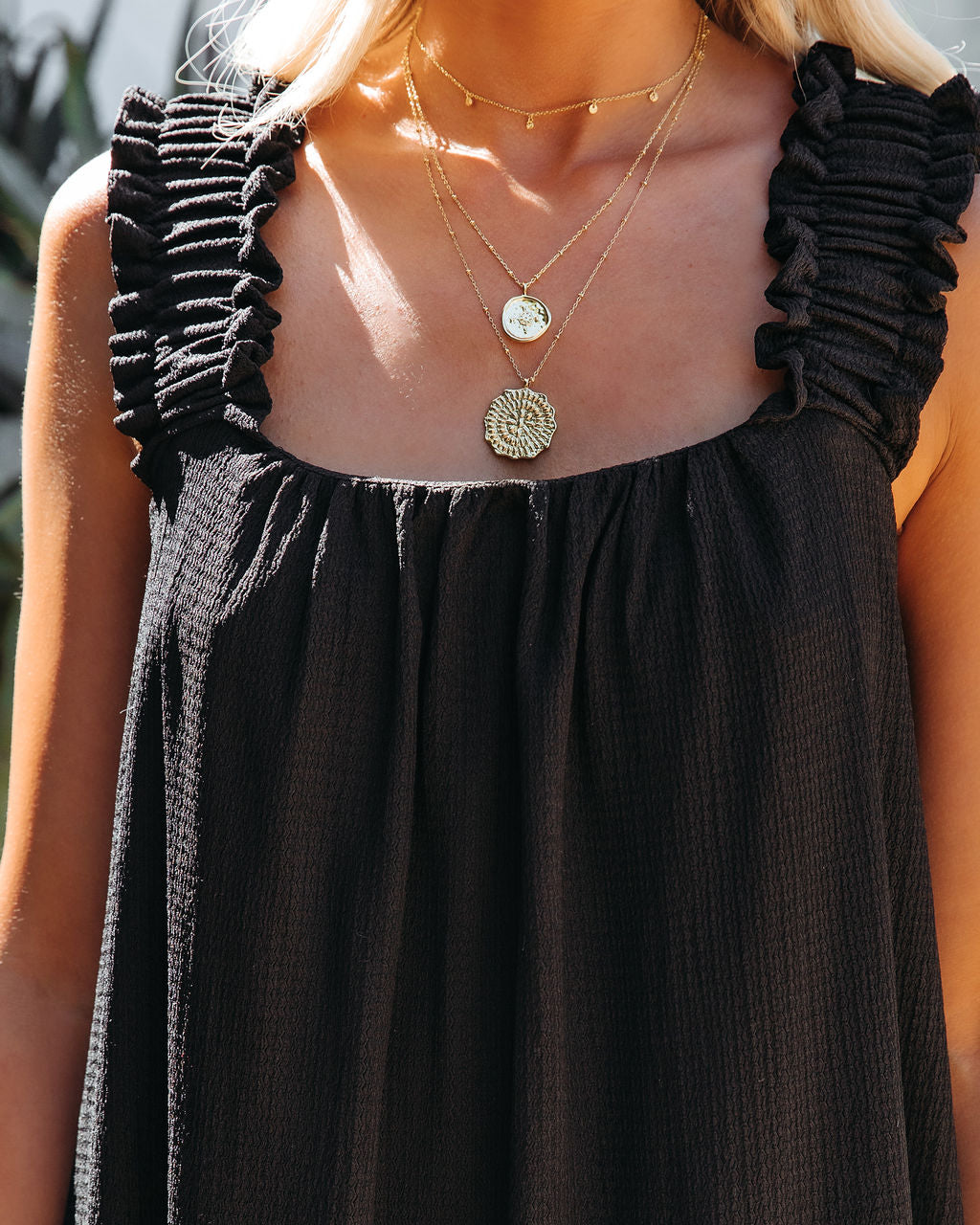 You Are Loved Ruched Strap Maxi Dress Black