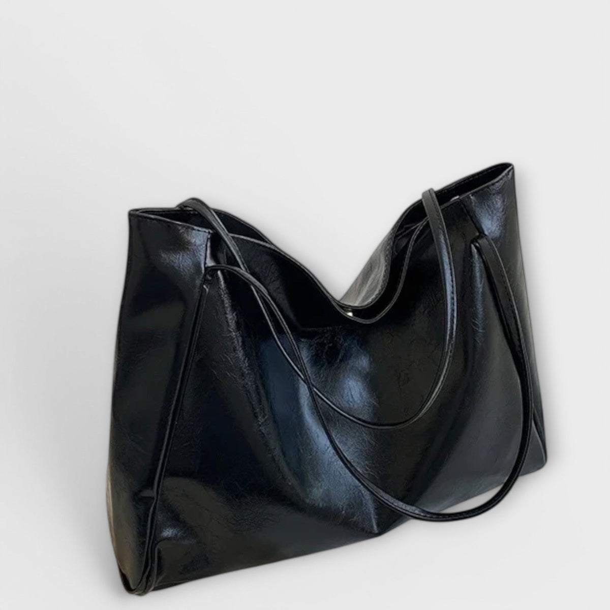 Slouchy Faux Leather Shoulder Tote Bag