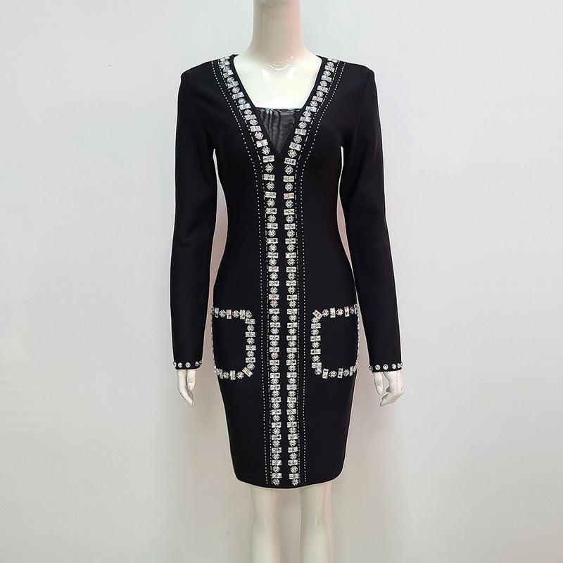 Zelia Embellished Long Sleeves Mini Dress