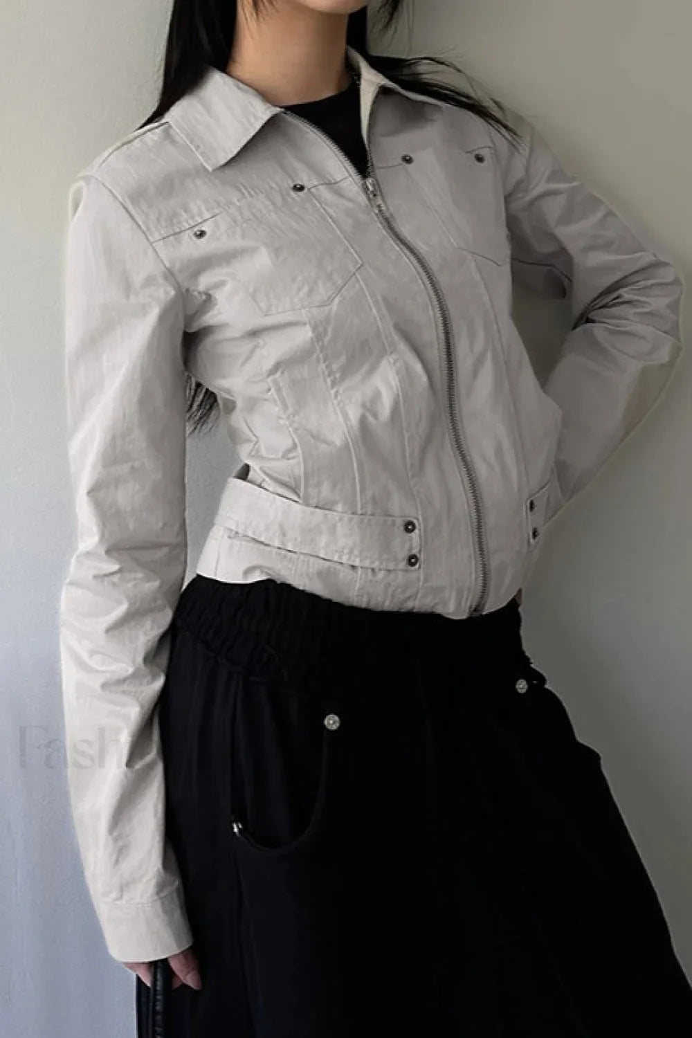 Zip Up Solid Color Utility Jacket