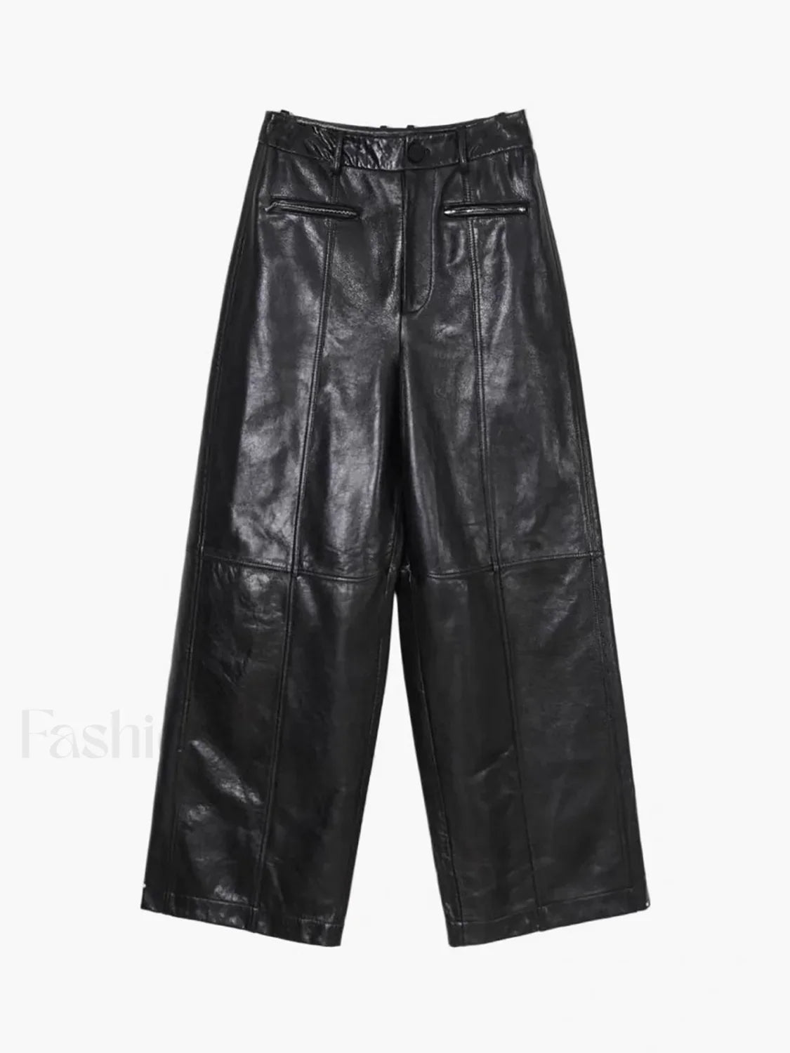 Zippered Faux Leather Trendy Straight Leg Mid-waist Pants