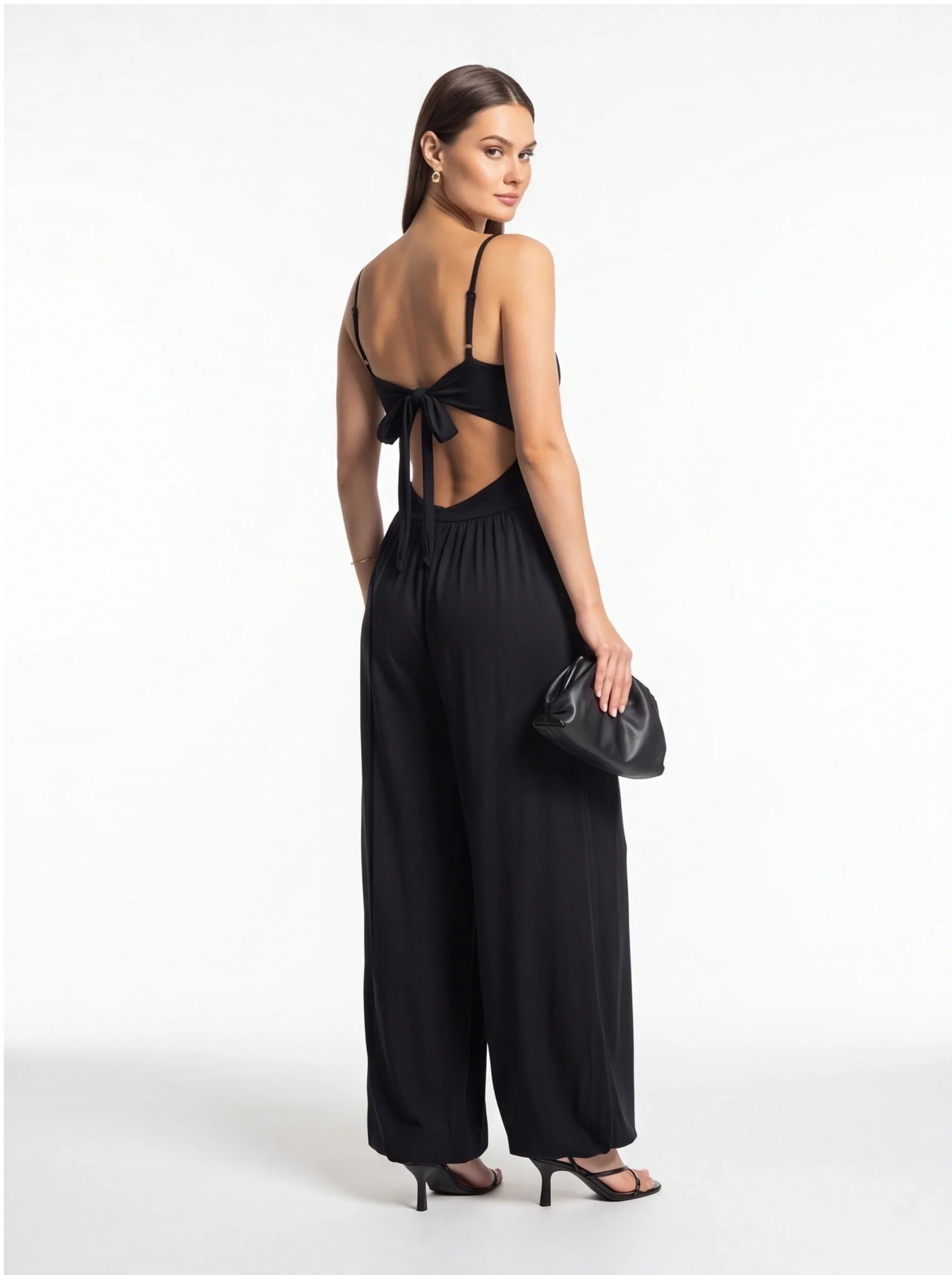 Elegant Backless Summer Jumpsuit with Adjustable Straps & Wide Leg