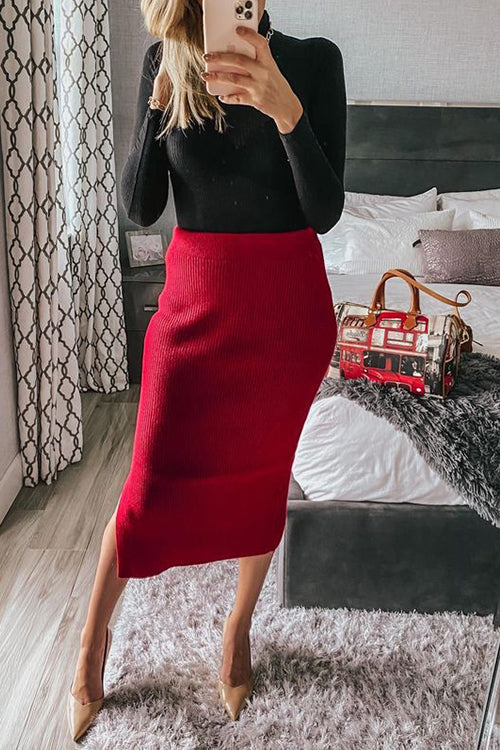Knit Slit Bodycon Skirts