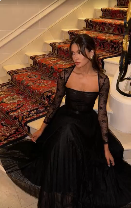 Black Evening Dress Elegant Lace Party Dress