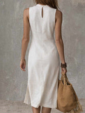 Mock Neck Sleeveless High Split Bodycon Midi Dress 2