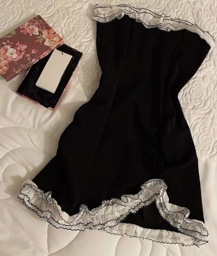 Black Mini Dress With Lace Birthday Outfits Homecoming Dress