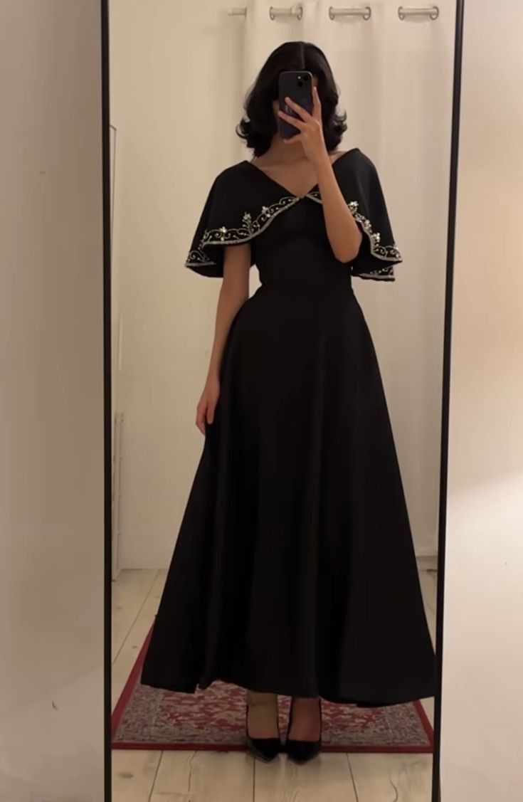 Black A Line Long Prom Dressblack Evening Dress