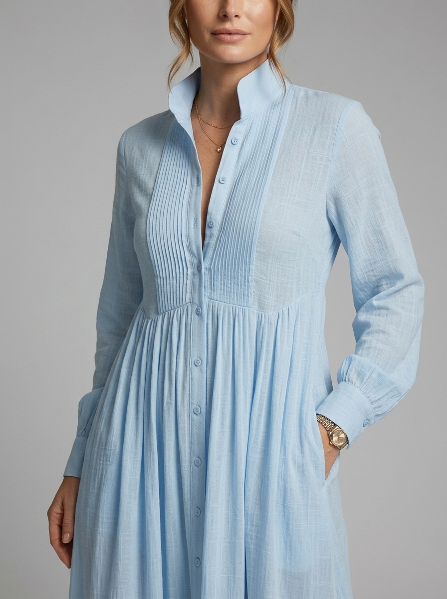 Women's Button Front Maxi Dress Long Sleeve Flowing Summer Dress