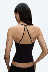 Silver-Tone Strap Slim Fit Cami Top