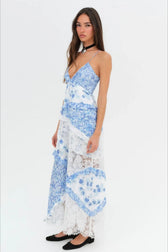 Floral Lace Deep V-Neck Spaghetti Strap Maxi Dress 7
