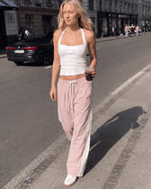 Side Stripe Airy Casual Wide Leg Sweat Pants