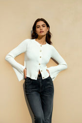 Single Breasted Ribbed Knit Cardigan