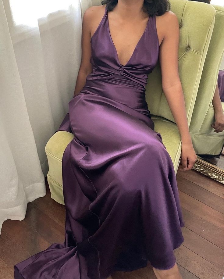 Sexy Backless Purple Long Party Dress Formal Evening Dress Prom Gown cc1413