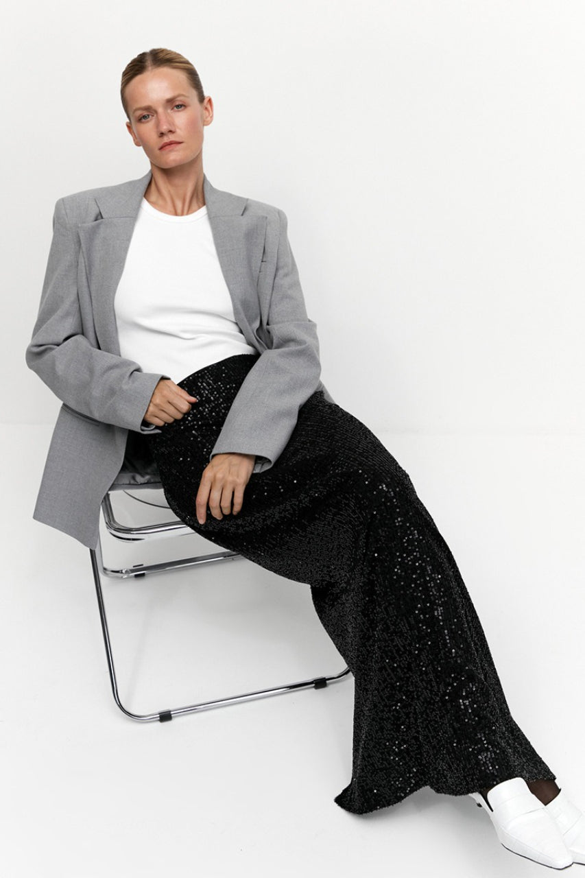 Glitter Sequin A-Line Midi Skirt
