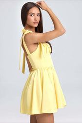 Square Neck Bow Tie Mini Dress