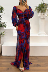 Sunset Serenade Printed Off Shoulder Diamond Maxi Dress - View 13