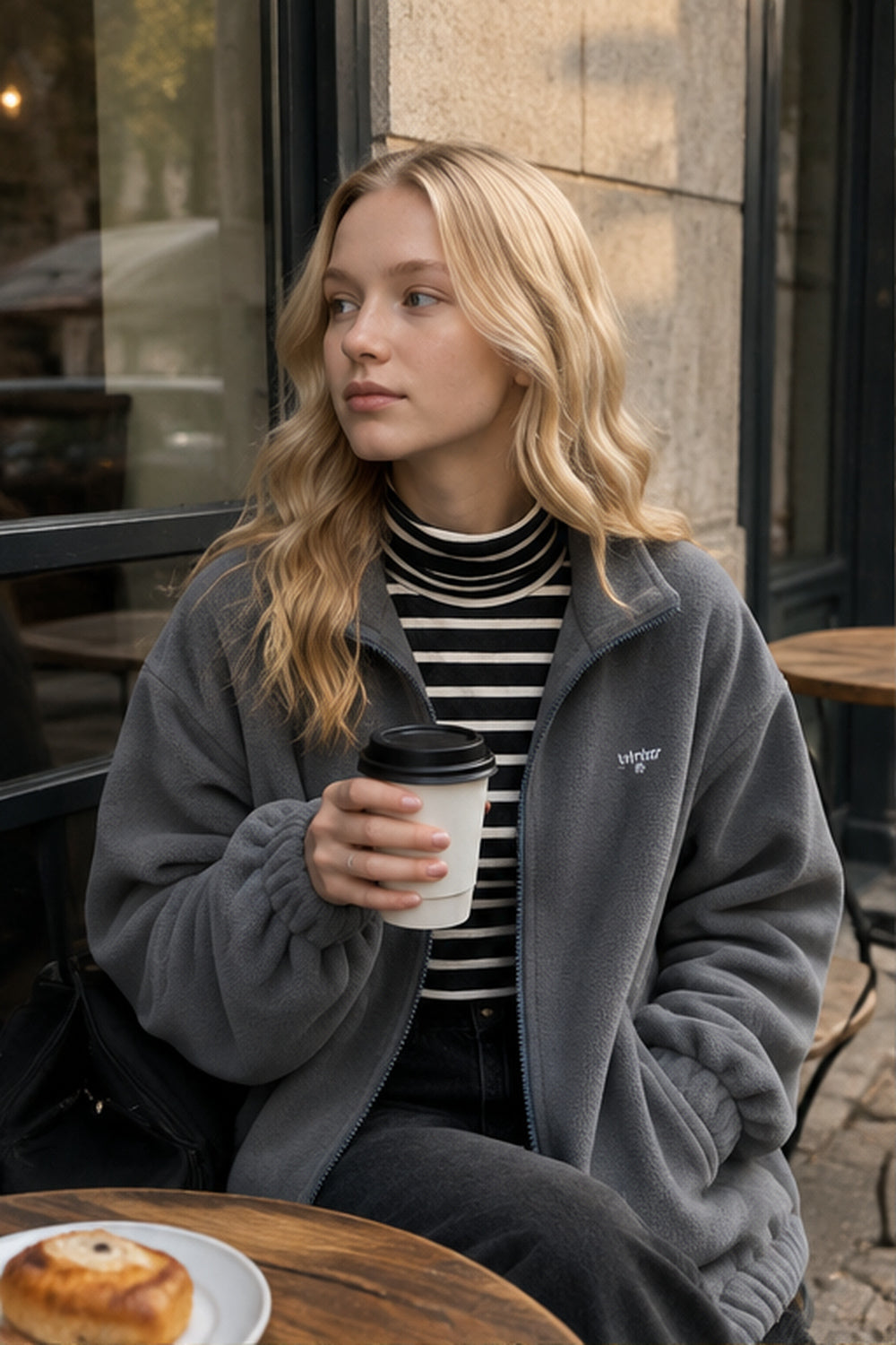 Zip Front Fleece Long Sleeve Oversized Pocket Jacket 13