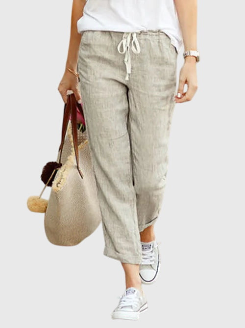 Drawstring High Waist Straight Leg Cropped Pants