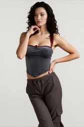 Tie Strapless Open Back Cami Top