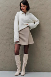 High Waist A Line Slit Skirt
