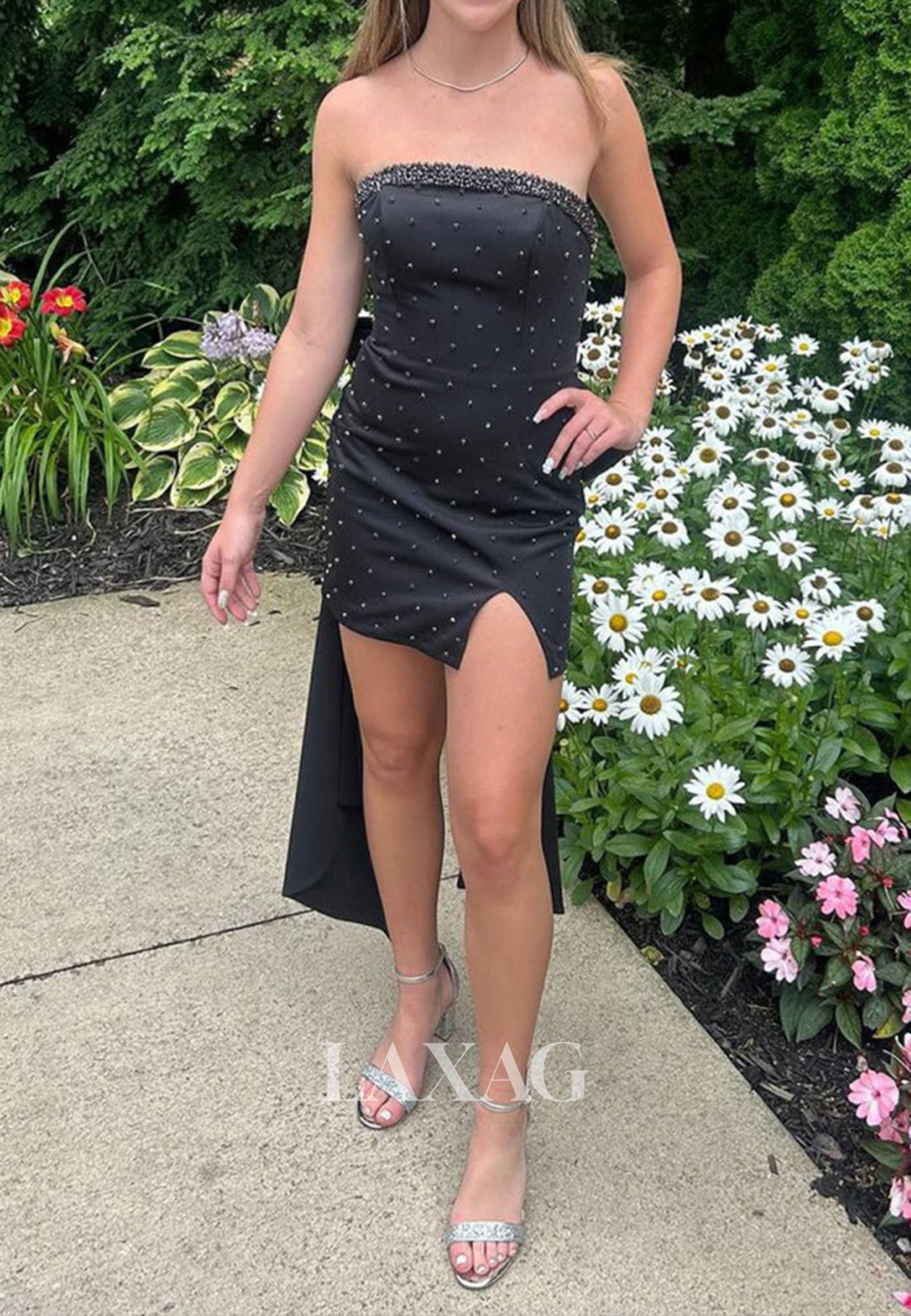 Tube Top Off-Shoulder Sleeveless Fully Beaded Pleated Satin Mermaid Short Homecoming Dress
