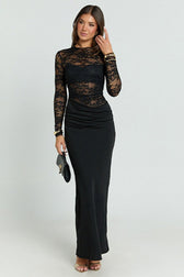 Lace Panel Bodycon Lace Dress