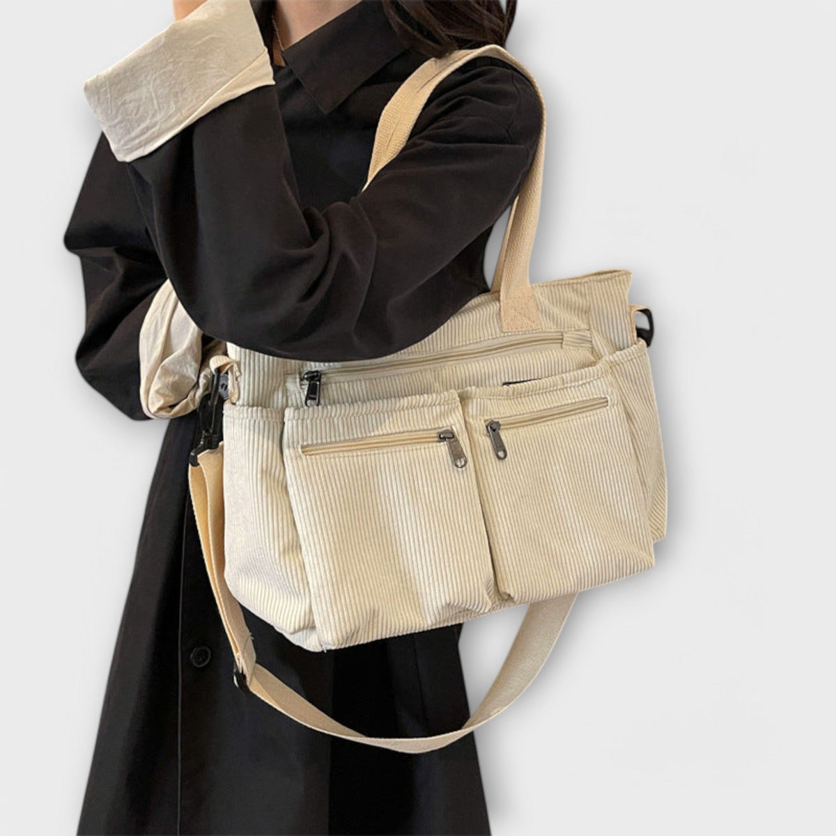 Corduroy Multi Pocket Tote Bag