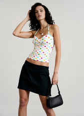 Colorful Polka Dot Halter Slim Fit Crop Top