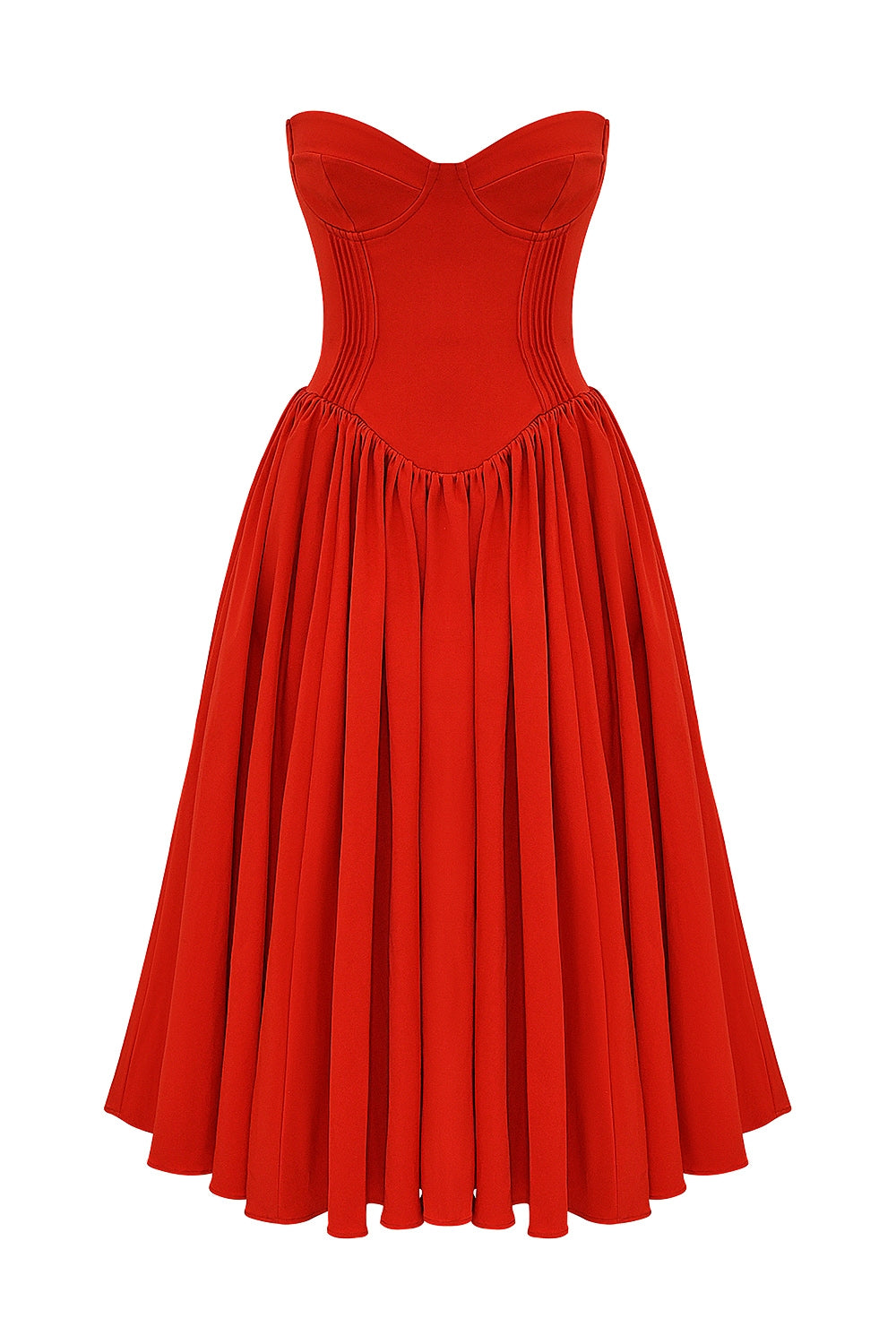 Strapless Bustier Sweetheart Fit and Flare Midi Sundress 14