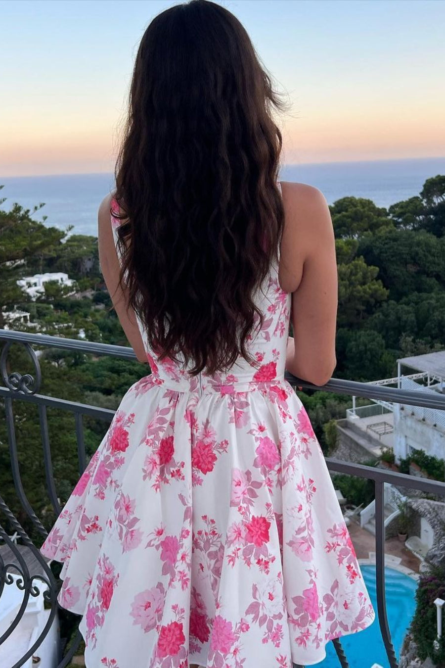 Off-the-Shoulder Ruched Floral Mini Dress