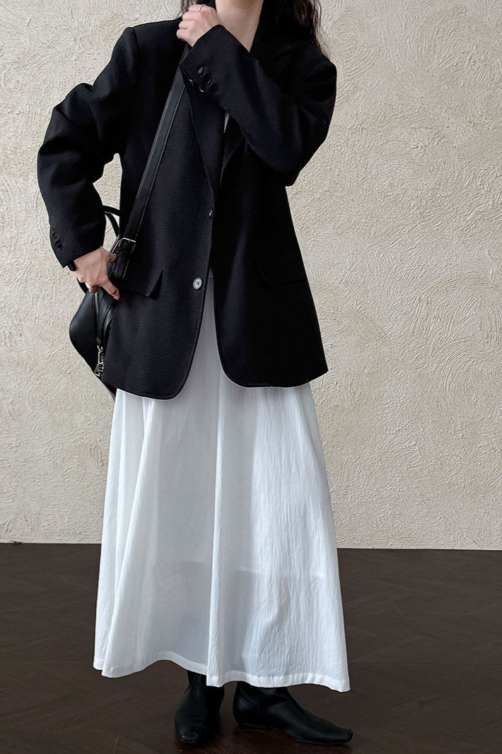 Waffle Textured Notch Lapel Two Button Oversized Blazer 8