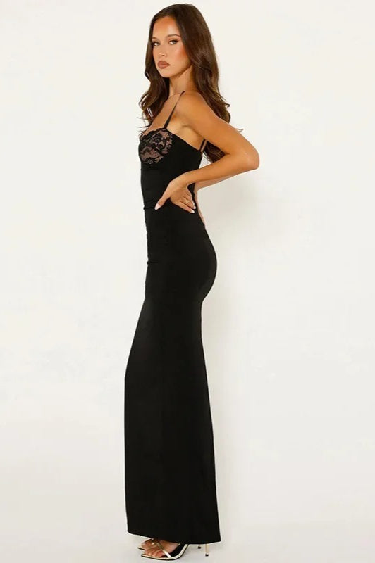 Halloween Lace Trim Sexy Backless Maxi Dress