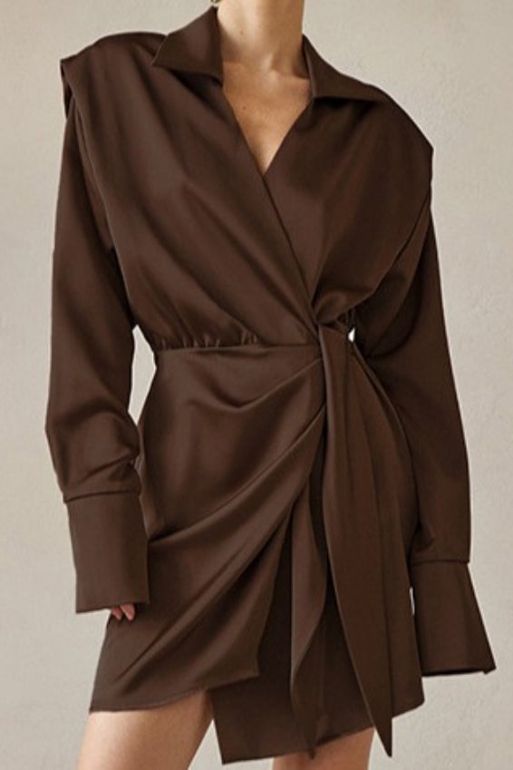 Asymmetric Satin Mini Dress - View 4