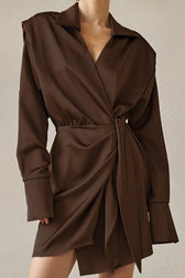 Asymmetric Satin Mini Dress - View 4